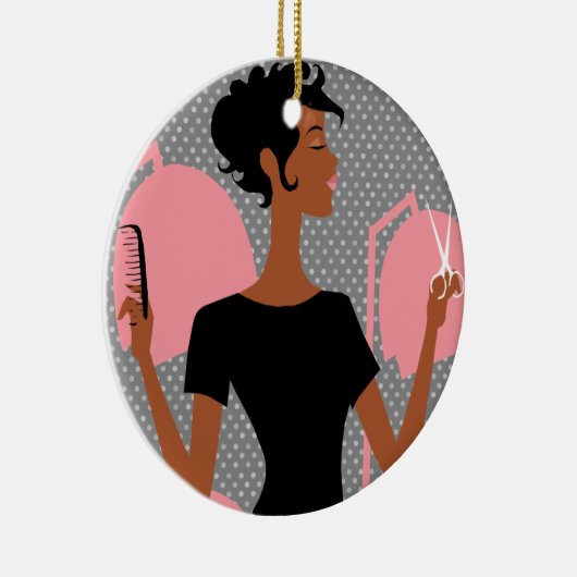 Keramische kerstversieringen met haarstylist keramisch ornament (Rechts)