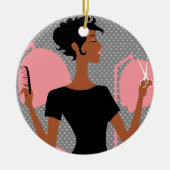 Keramische kerstversieringen met haarstylist keramisch ornament (Voorkant)