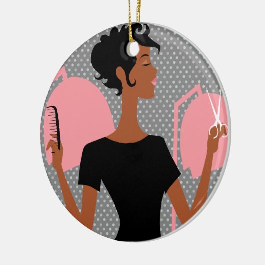 Keramische kerstversieringen met haarstylist keramisch ornament (Links)