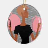 Keramische kerstversieringen met haarstylist keramisch ornament (Links)