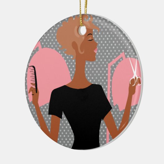 Keramische kerstversieringen met haarstylist keramisch ornament (Links)