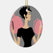 Keramische kerstversieringen met haarstylist keramisch ornament (Rechts)