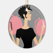 Keramische kerstversieringen met haarstylist keramisch ornament (Links)