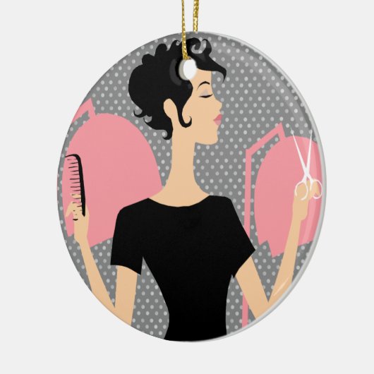 Keramische kerstversieringen met haarstylist keramisch ornament (Links)