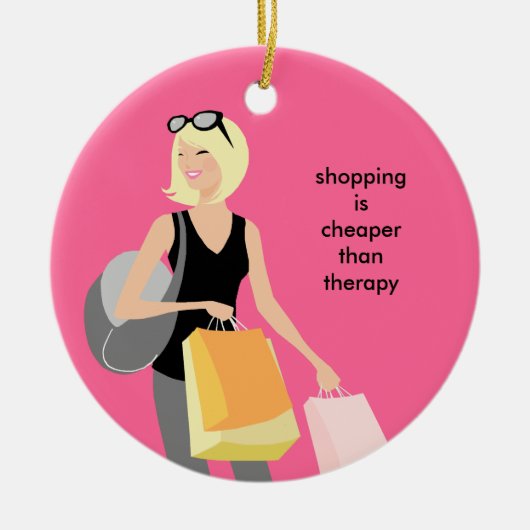 Keramische kerstversieringen met shopaholic kerami keramisch ornament (Voorkant)