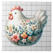 Keramische kip tegeltje (Voorkant)