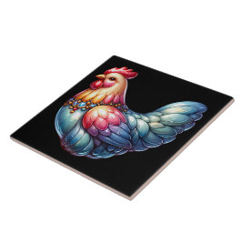 Keramische kip tegeltje