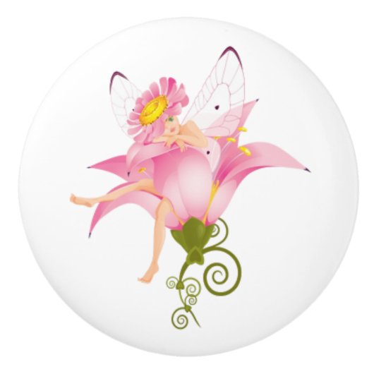 Keramische Knob/Fairy en Bloem Knop (Voorkant)