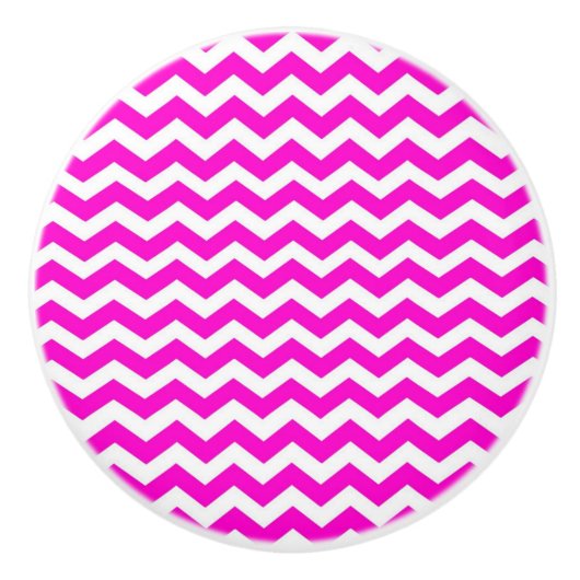 Keramische Knob/Hot Pink Chevron Knop (Voorkant)