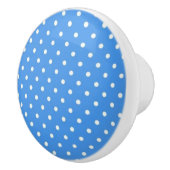 Keramische Knob/White Polka Dots-Blue Background Knop (Rechts)