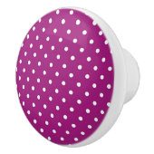 Keramische Knob/White Polka Dots-Paars Achtergrond Knop (Rechts)