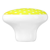 Keramische Knob/White Polka Dots-Yellow Background Keramische Knop (Zijkant)