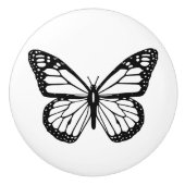 Keramische Knob — Zwarte en witte vlinder Keramische Knop (Voorkant)