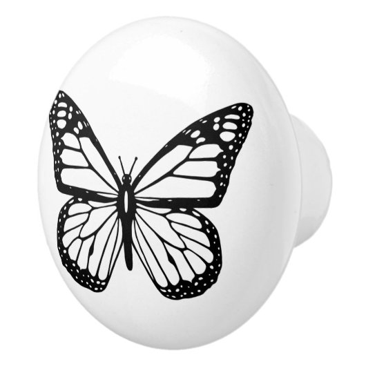 Keramische Knob — Zwarte en witte vlinder Keramische Knop (Rechts)