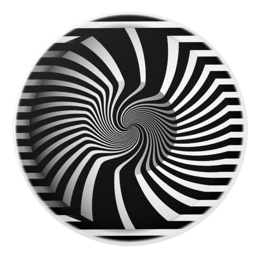 Keramische Knobs - Psychedelic Art Swirl B/W Keramische Knop (Voorkant)