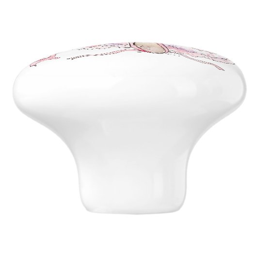 Keramische Knobs - Rabbit Ballerina in Pink Knop (Zijkant)