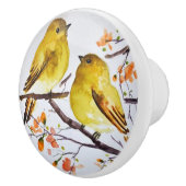 Keramische Knobs - Twee Amerikaanse Gele Warbler Knop (Rechts)