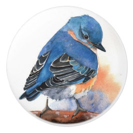 Keramische Knobs - Waterverven Blauwe Vogel Knop
