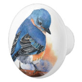 Keramische Knobs - Waterverven Blauwe Vogel Knop (Rechts)