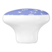 Keramische Knop Blauwe Ruimte Doodle Sterren Plane (Zijkant)