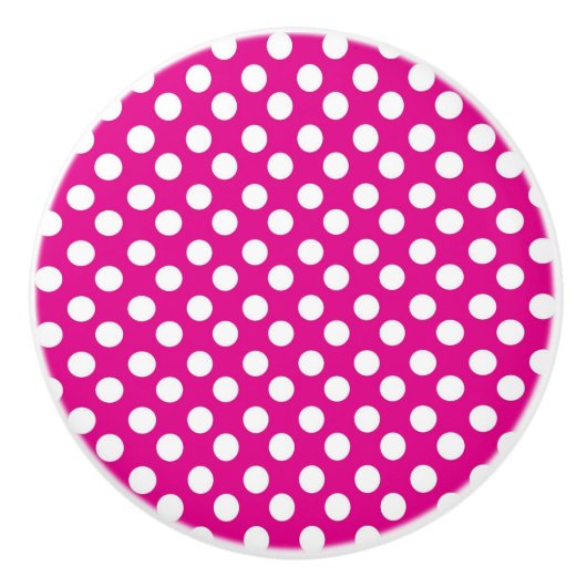 Keramische Knop - Fel Roze Stippen (Voorkant)