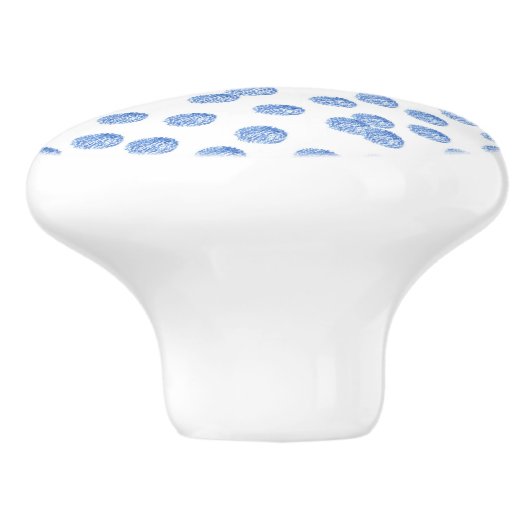 Keramische knop met blauwe stippen (Zijkant)
