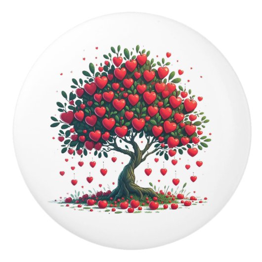 Keramische knop met boom van liefde print (Voorkant)