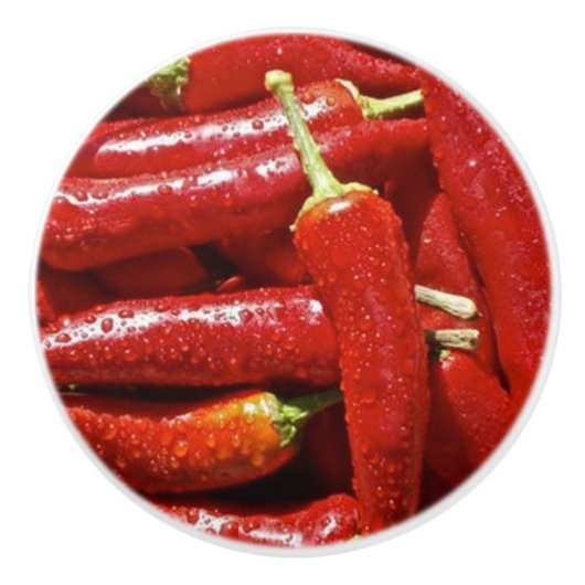 KERAMISCHE KNOP MET HETE CHILIPEPPERS (Voorkant)
