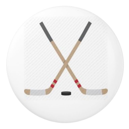 Keramische knop met ockey Sticks en Puck (Voorkant)