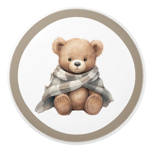 Keramische Knop met Teddybeer – Uniseks Slaapkamer (Voorkant)
