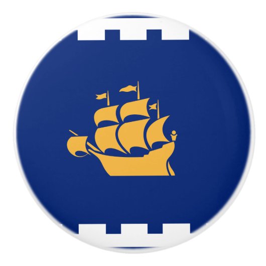 Keramische knop met vlag van Quebec City, Canada (Voorkant)