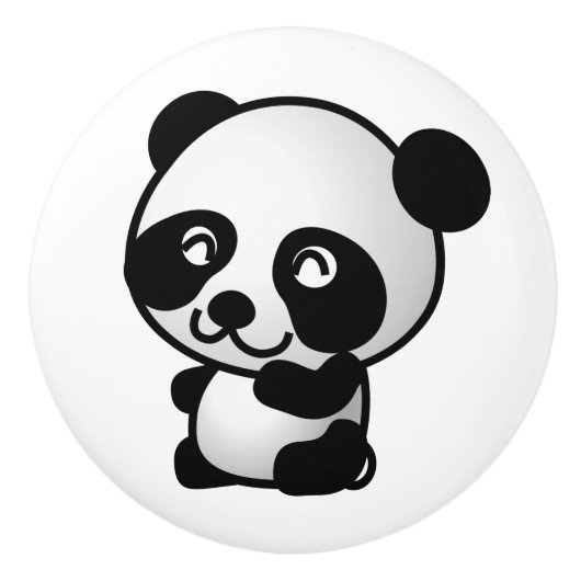 Keramische knop. Panda. Keramische Knop (Voorkant)