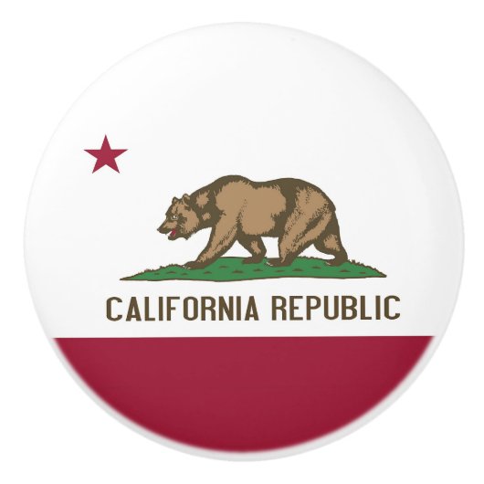 Keramische knop pull met vlag van Californië, Vere (Voorkant)