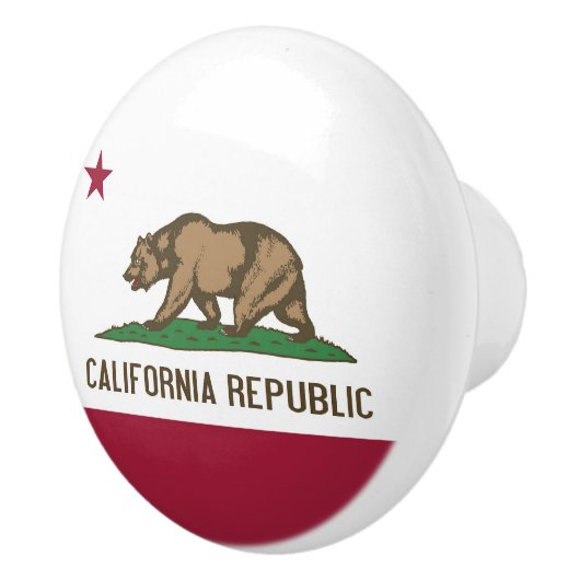 Keramische knop pull met vlag van Californië, Vere (Rechts)