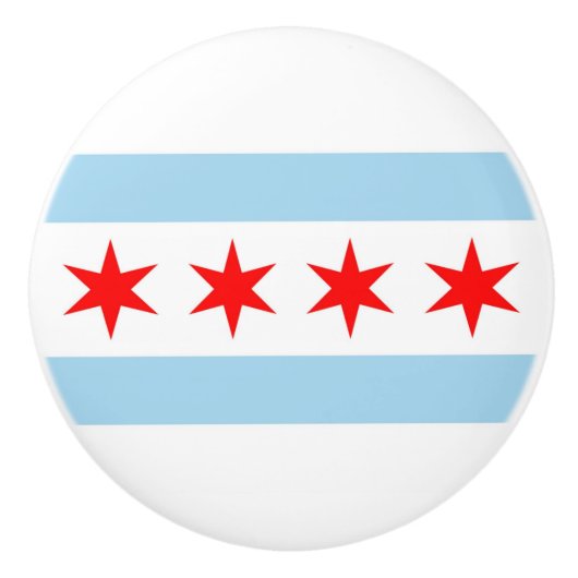 Keramische knop pull met vlag van Chicago City, Ve (Voorkant)