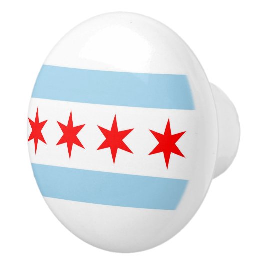 Keramische knop pull met vlag van Chicago City, Ve (Rechts)