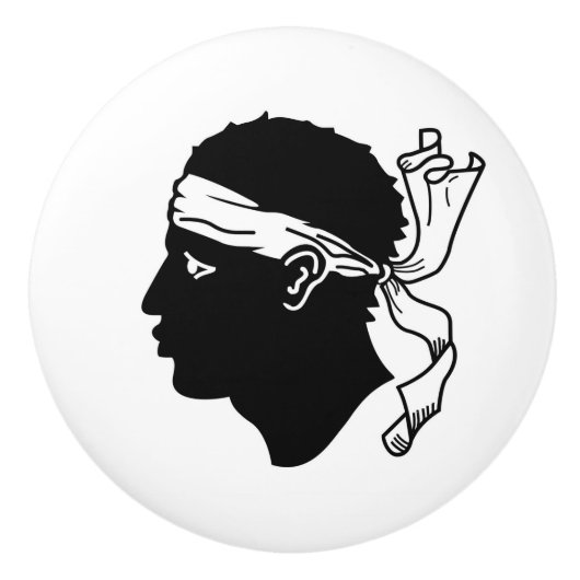 Keramische knop pull met vlag van Corsica (Voorkant)