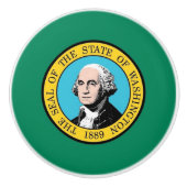 Keramische knop pull met vlag van de staat Washing (Voorkant)