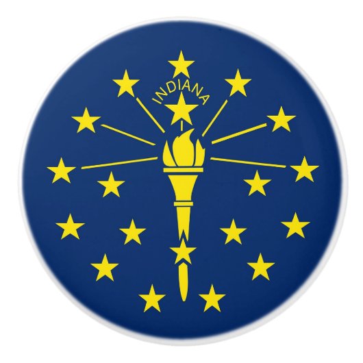 Keramische knop pull met vlag van Indiana State, V (Voorkant)