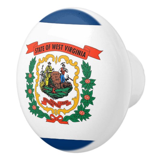 Keramische knop pull met vlag van West Virginia St (Rechts)