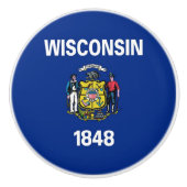 Keramische knop pull met vlag van Wisconsin State (Voorkant)