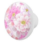 Keramische knop/roze bloemen knop (Rechts)