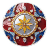 Keramische knop trekken met Colombiaanse kleuren (Voorkant)