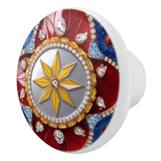 Keramische knop trekken met Colombiaanse kleuren (Rechts)