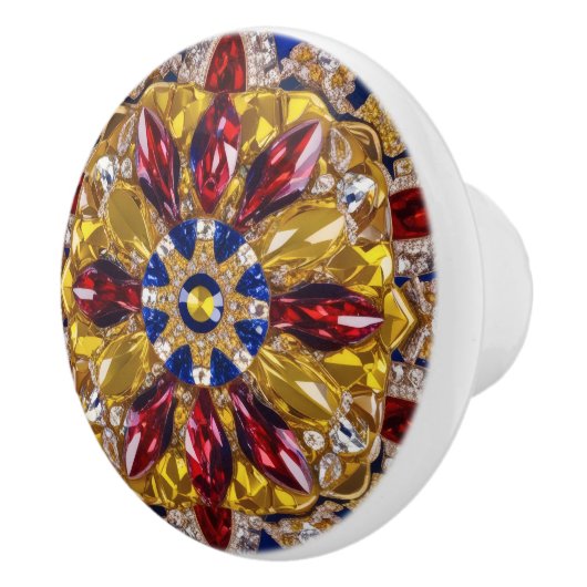 Keramische knop trekken met Colombiaanse kleuren (Rechts)