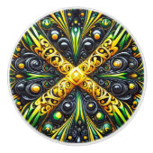 Keramische knop trekken met Jamaicaanse kleuren (Voorkant)