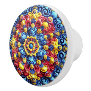 Keramische knop trekken met Roemeense kleuren