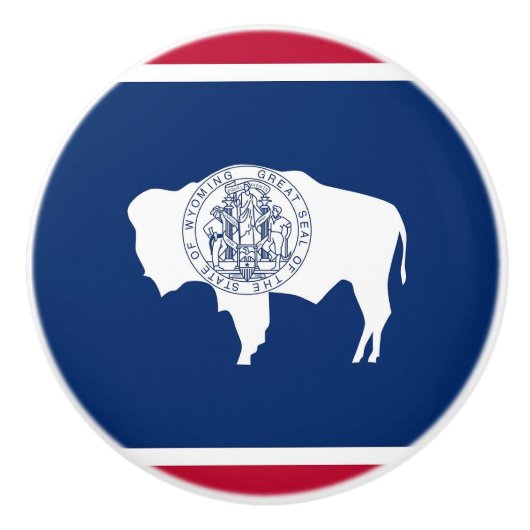 Keramische knop trekken met vlag van de staat Wyom (Voorkant)