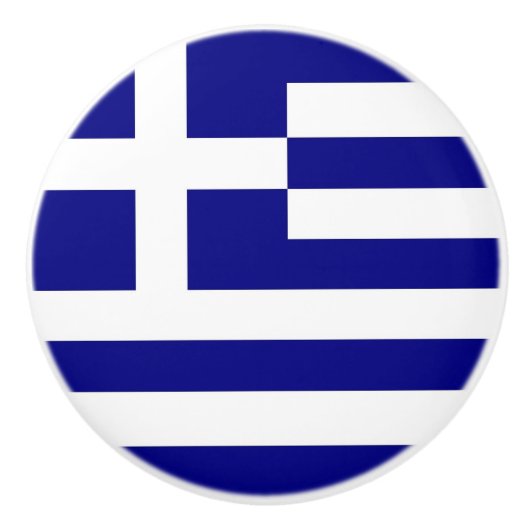 Keramische knop trekken met vlag van Griekenland (Voorkant)
