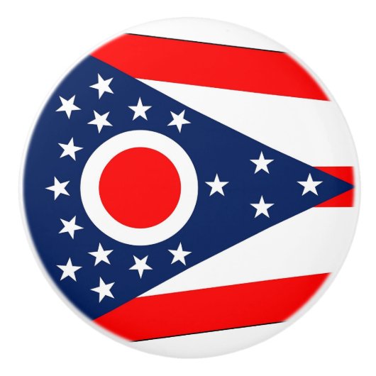 Keramische knop trekken met vlag van Ohio, USA (Voorkant)